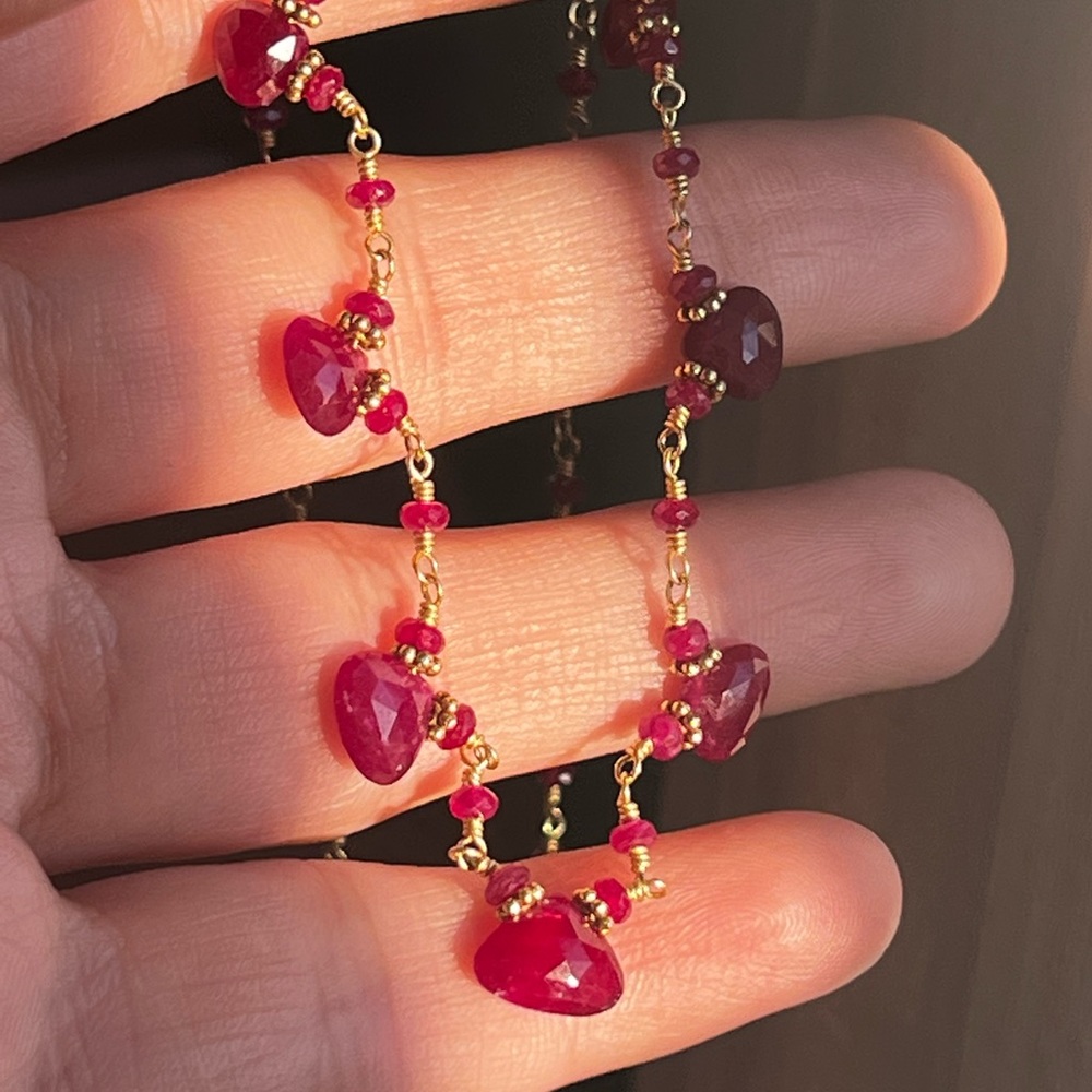 18k Natural Ruby necklace - Picture 7 of 12